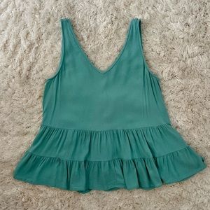 LOFT Tiered Turquoise Tank Top